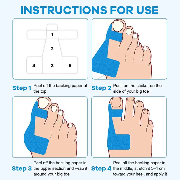 60Pcs Pre‑Cut Bunion Support Kinesiology Tape