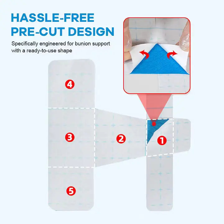 60Pcs Pre‑Cut Bunion Support Kinesiology Tape